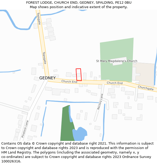 FOREST LODGE, CHURCH END, GEDNEY, SPALDING, PE12 0BU: Location map and indicative extent of plot