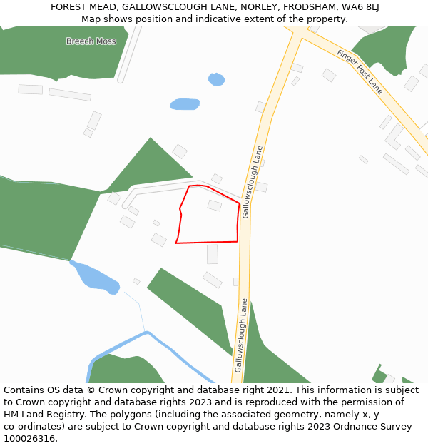 FOREST MEAD, GALLOWSCLOUGH LANE, NORLEY, FRODSHAM, WA6 8LJ: Location map and indicative extent of plot