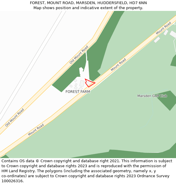 FOREST, MOUNT ROAD, MARSDEN, HUDDERSFIELD, HD7 6NN: Location map and indicative extent of plot