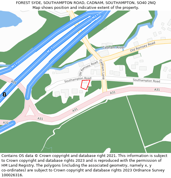 FOREST SYDE, SOUTHAMPTON ROAD, CADNAM, SOUTHAMPTON, SO40 2NQ: Location map and indicative extent of plot