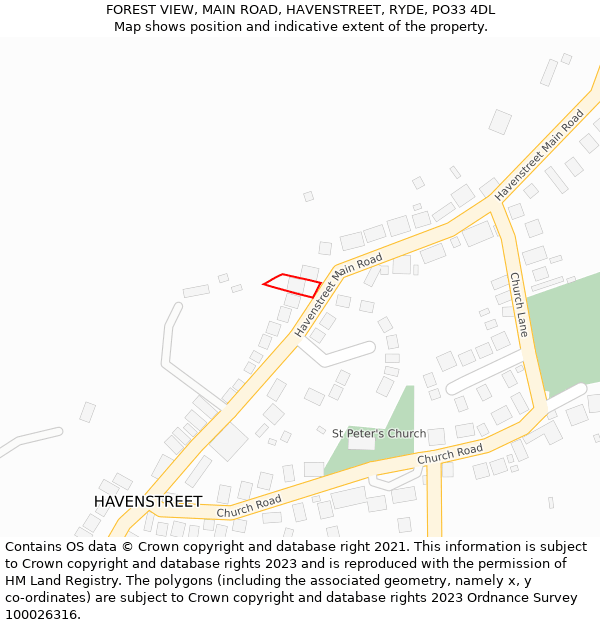 FOREST VIEW, MAIN ROAD, HAVENSTREET, RYDE, PO33 4DL: Location map and indicative extent of plot