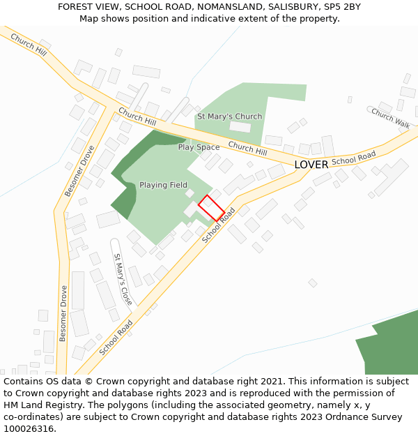 FOREST VIEW, SCHOOL ROAD, NOMANSLAND, SALISBURY, SP5 2BY: Location map and indicative extent of plot