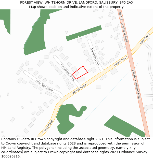 FOREST VIEW, WHITEHORN DRIVE, LANDFORD, SALISBURY, SP5 2AX: Location map and indicative extent of plot