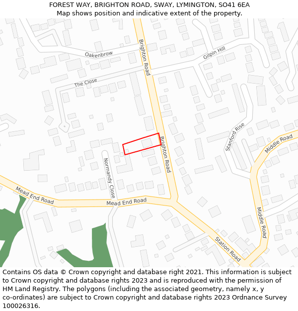 FOREST WAY, BRIGHTON ROAD, SWAY, LYMINGTON, SO41 6EA: Location map and indicative extent of plot