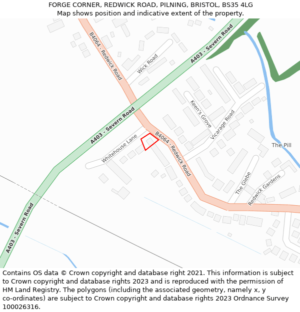 FORGE CORNER, REDWICK ROAD, PILNING, BRISTOL, BS35 4LG: Location map and indicative extent of plot