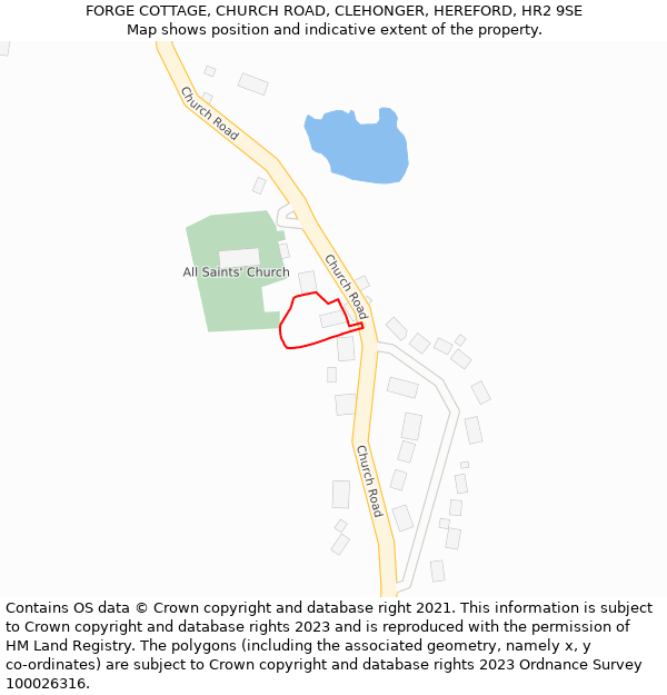 FORGE COTTAGE, CHURCH ROAD, CLEHONGER, HEREFORD, HR2 9SE: Location map and indicative extent of plot