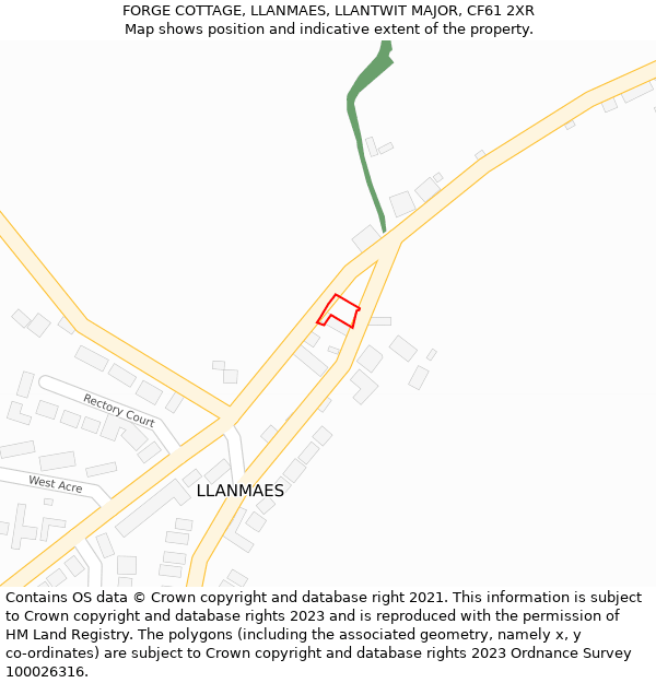 FORGE COTTAGE, LLANMAES, LLANTWIT MAJOR, CF61 2XR: Location map and indicative extent of plot