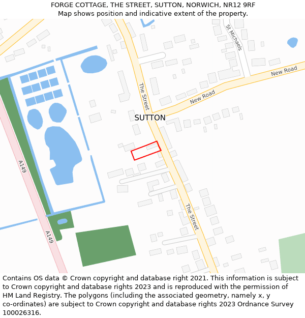 FORGE COTTAGE, THE STREET, SUTTON, NORWICH, NR12 9RF: Location map and indicative extent of plot