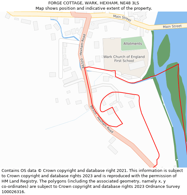 FORGE COTTAGE, WARK, HEXHAM, NE48 3LS: Location map and indicative extent of plot