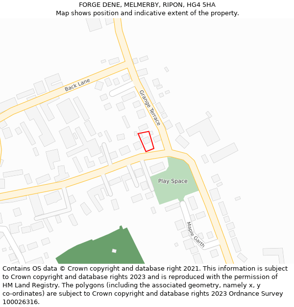 FORGE DENE, MELMERBY, RIPON, HG4 5HA: Location map and indicative extent of plot