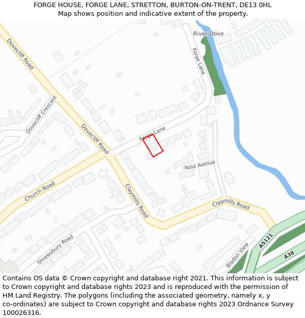 FORGE HOUSE, FORGE LANE, STRETTON, BURTON-ON-TRENT, DE13 0HL: Location map and indicative extent of plot