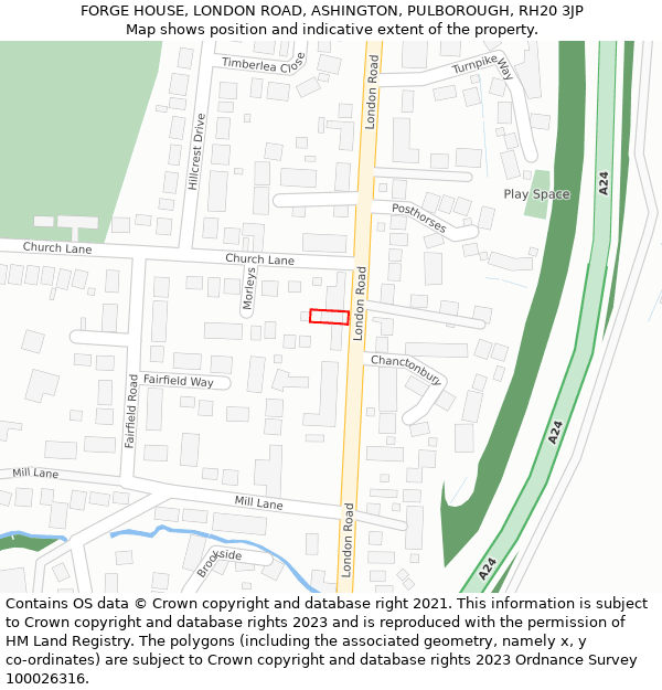 FORGE HOUSE, LONDON ROAD, ASHINGTON, PULBOROUGH, RH20 3JP: Location map and indicative extent of plot