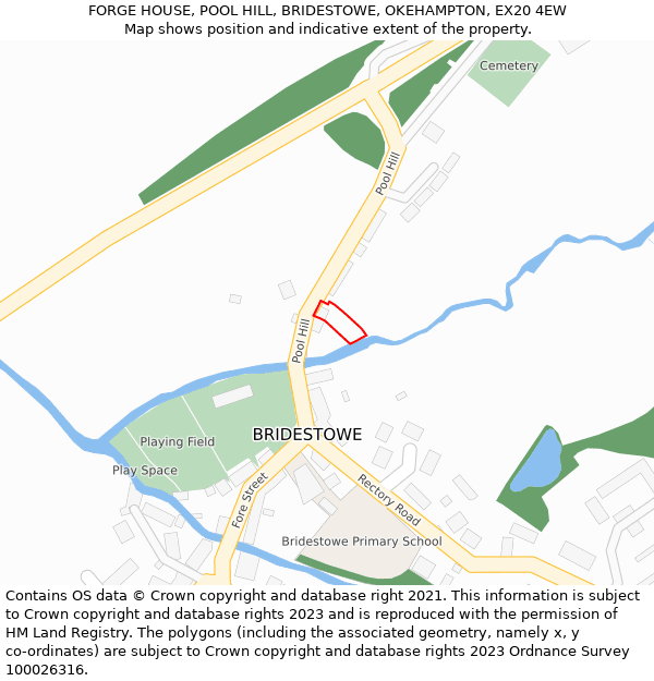 FORGE HOUSE, POOL HILL, BRIDESTOWE, OKEHAMPTON, EX20 4EW: Location map and indicative extent of plot