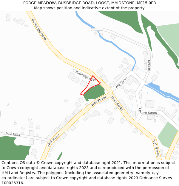 FORGE MEADOW, BUSBRIDGE ROAD, LOOSE, MAIDSTONE, ME15 0ER: Location map and indicative extent of plot