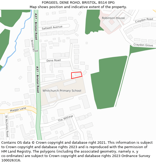FORGEES, DENE ROAD, BRISTOL, BS14 0PG: Location map and indicative extent of plot