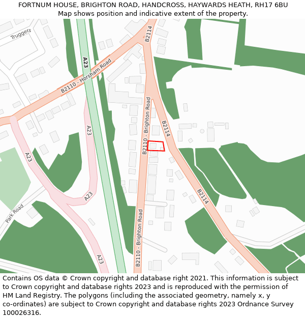 FORTNUM HOUSE, BRIGHTON ROAD, HANDCROSS, HAYWARDS HEATH, RH17 6BU: Location map and indicative extent of plot