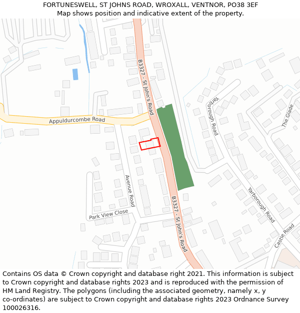 FORTUNESWELL, ST JOHNS ROAD, WROXALL, VENTNOR, PO38 3EF: Location map and indicative extent of plot