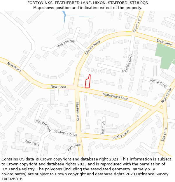 FORTYWINKS, FEATHERBED LANE, HIXON, STAFFORD, ST18 0QS: Location map and indicative extent of plot