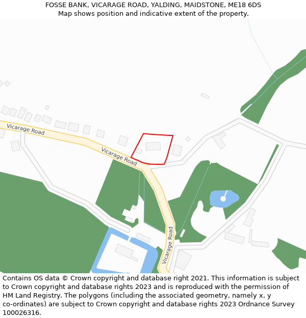 FOSSE BANK, VICARAGE ROAD, YALDING, MAIDSTONE, ME18 6DS: Location map and indicative extent of plot