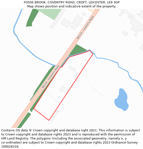 FOSSE BROOK, COVENTRY ROAD, CROFT, LEICESTER, LE9 3GP: Location map and indicative extent of plot