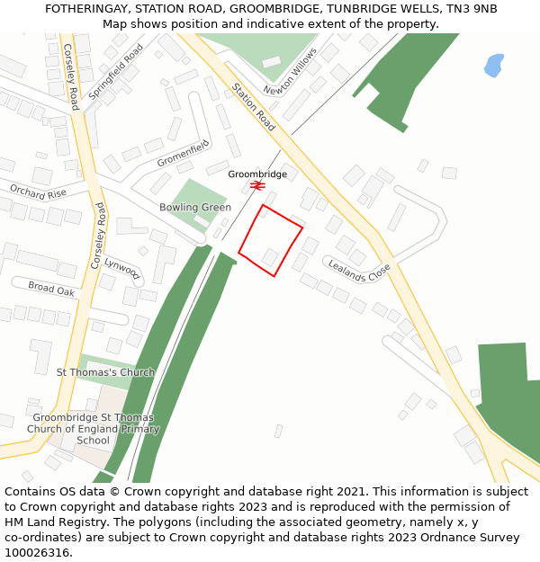 FOTHERINGAY, STATION ROAD, GROOMBRIDGE, TUNBRIDGE WELLS, TN3 9NB: Location map and indicative extent of plot