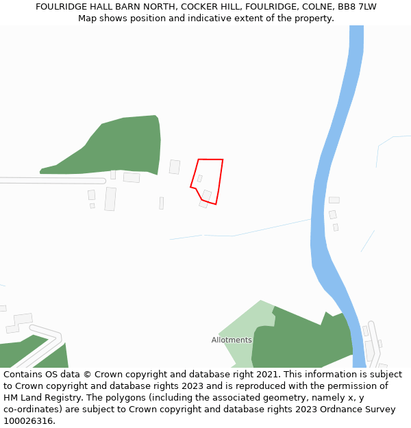 FOULRIDGE HALL BARN NORTH, COCKER HILL, FOULRIDGE, COLNE, BB8 7LW: Location map and indicative extent of plot