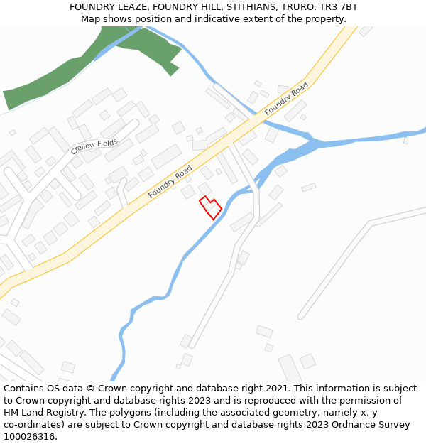 FOUNDRY LEAZE, FOUNDRY HILL, STITHIANS, TRURO, TR3 7BT: Location map and indicative extent of plot