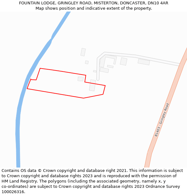 FOUNTAIN LODGE, GRINGLEY ROAD, MISTERTON, DONCASTER, DN10 4AR: Location map and indicative extent of plot