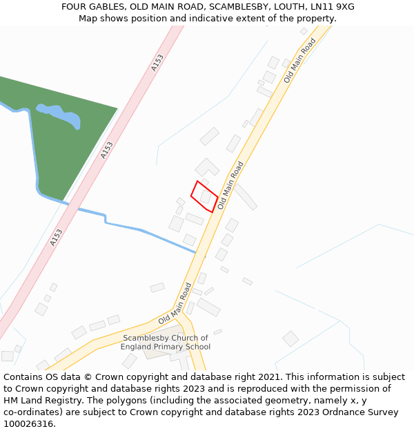 FOUR GABLES, OLD MAIN ROAD, SCAMBLESBY, LOUTH, LN11 9XG: Location map and indicative extent of plot