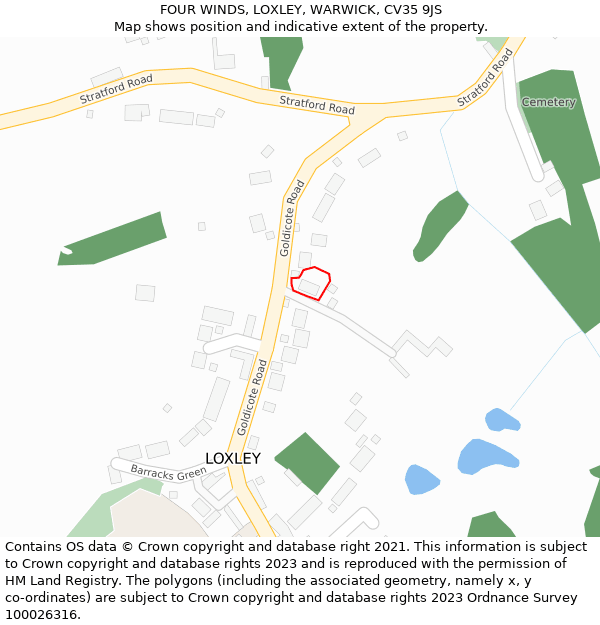 FOUR WINDS, LOXLEY, WARWICK, CV35 9JS: Location map and indicative extent of plot