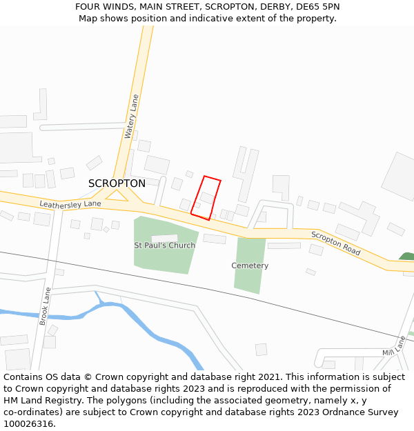 FOUR WINDS, MAIN STREET, SCROPTON, DERBY, DE65 5PN: Location map and indicative extent of plot