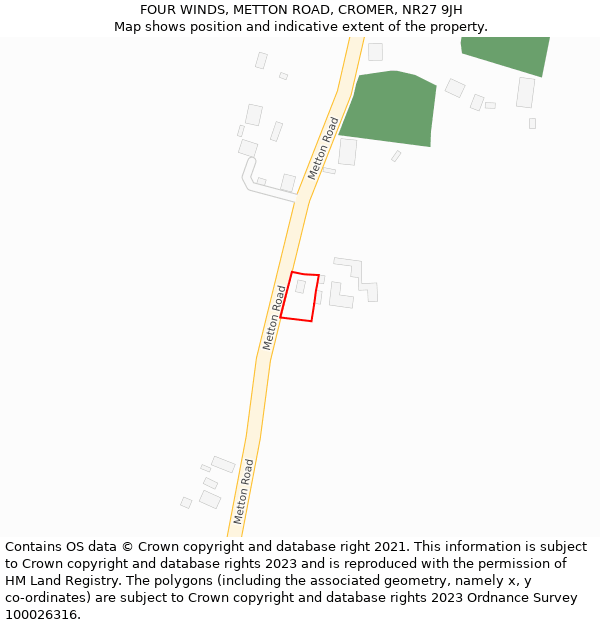 FOUR WINDS, METTON ROAD, CROMER, NR27 9JH: Location map and indicative extent of plot