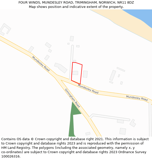 FOUR WINDS, MUNDESLEY ROAD, TRIMINGHAM, NORWICH, NR11 8DZ: Location map and indicative extent of plot