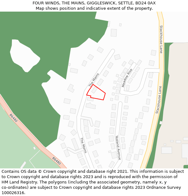 FOUR WINDS, THE MAINS, GIGGLESWICK, SETTLE, BD24 0AX: Location map and indicative extent of plot