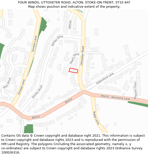 FOUR WINDS, UTTOXETER ROAD, ALTON, STOKE-ON-TRENT, ST10 4AT: Location map and indicative extent of plot