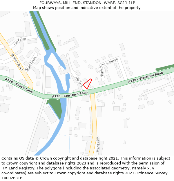 FOURWAYS, MILL END, STANDON, WARE, SG11 1LP: Location map and indicative extent of plot