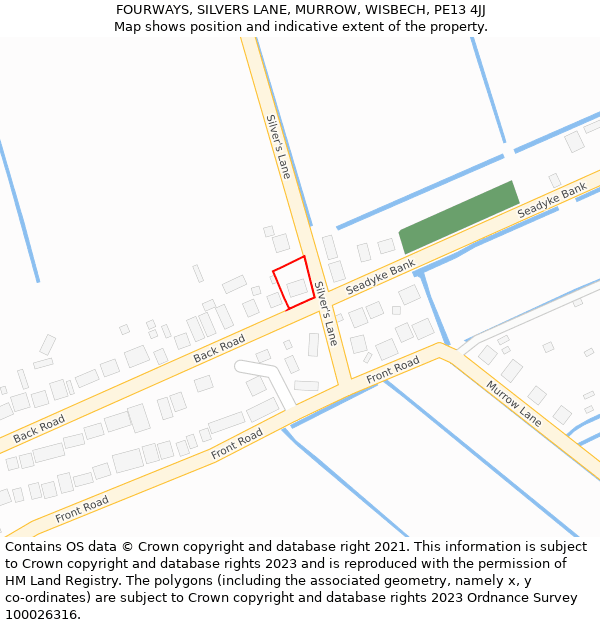 FOURWAYS, SILVERS LANE, MURROW, WISBECH, PE13 4JJ: Location map and indicative extent of plot