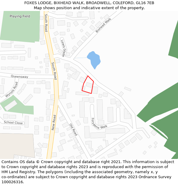 FOXES LODGE, BIXHEAD WALK, BROADWELL, COLEFORD, GL16 7EB: Location map and indicative extent of plot