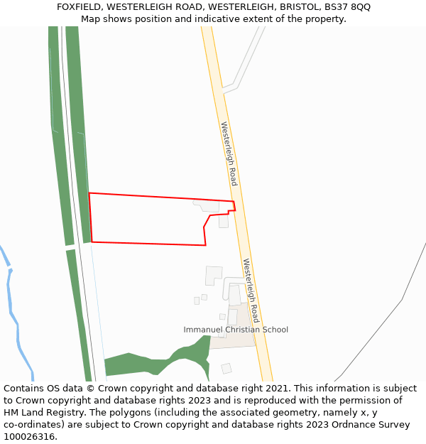 FOXFIELD, WESTERLEIGH ROAD, WESTERLEIGH, BRISTOL, BS37 8QQ: Location map and indicative extent of plot