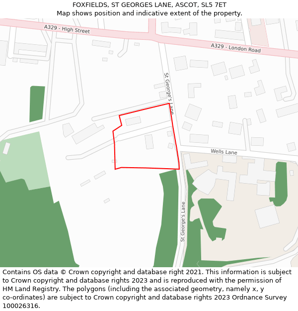 FOXFIELDS, ST GEORGES LANE, ASCOT, SL5 7ET: Location map and indicative extent of plot