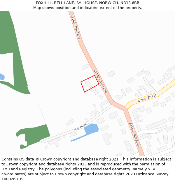 FOXHILL, BELL LANE, SALHOUSE, NORWICH, NR13 6RR: Location map and indicative extent of plot