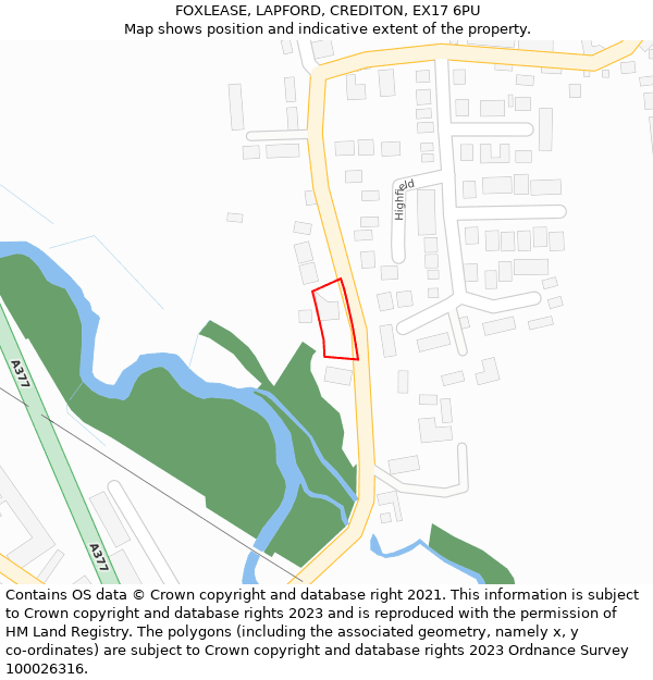 FOXLEASE, LAPFORD, CREDITON, EX17 6PU: Location map and indicative extent of plot