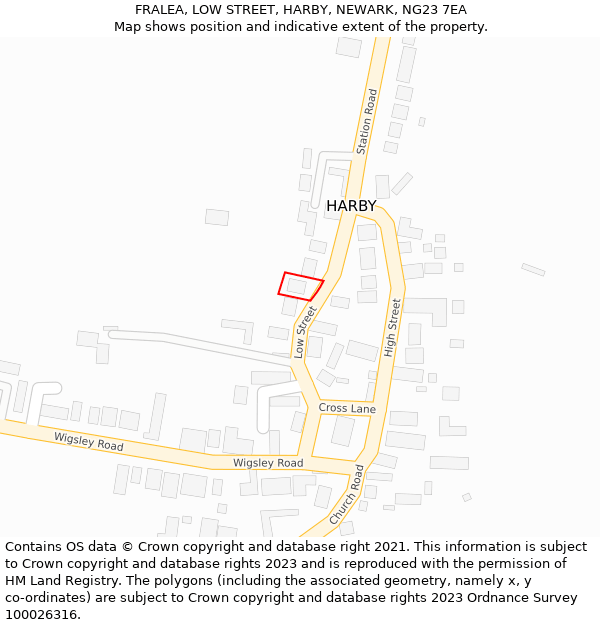 FRALEA, LOW STREET, HARBY, NEWARK, NG23 7EA: Location map and indicative extent of plot