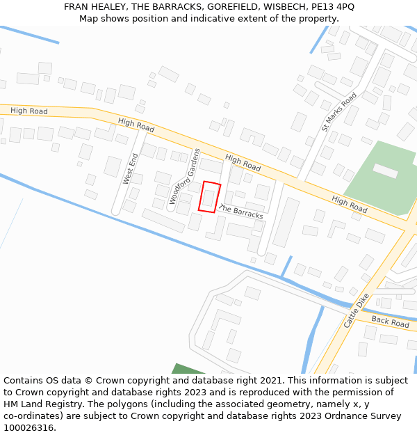 FRAN HEALEY, THE BARRACKS, GOREFIELD, WISBECH, PE13 4PQ: Location map and indicative extent of plot