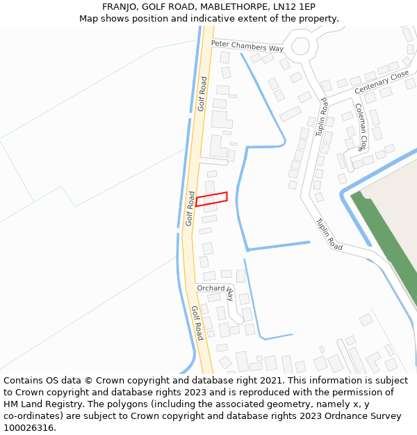 FRANJO, GOLF ROAD, MABLETHORPE, LN12 1EP: Location map and indicative extent of plot
