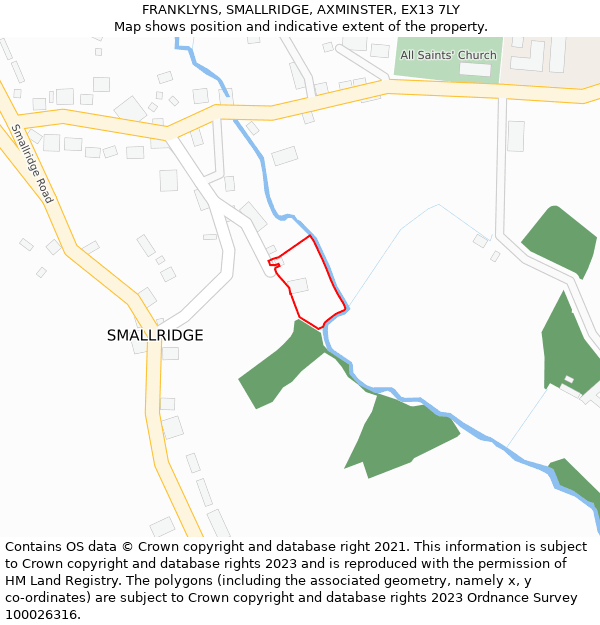 FRANKLYNS, SMALLRIDGE, AXMINSTER, EX13 7LY: Location map and indicative extent of plot