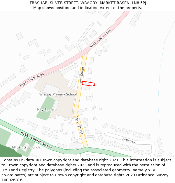 FRASHAR, SILVER STREET, WRAGBY, MARKET RASEN, LN8 5PJ: Location map and indicative extent of plot