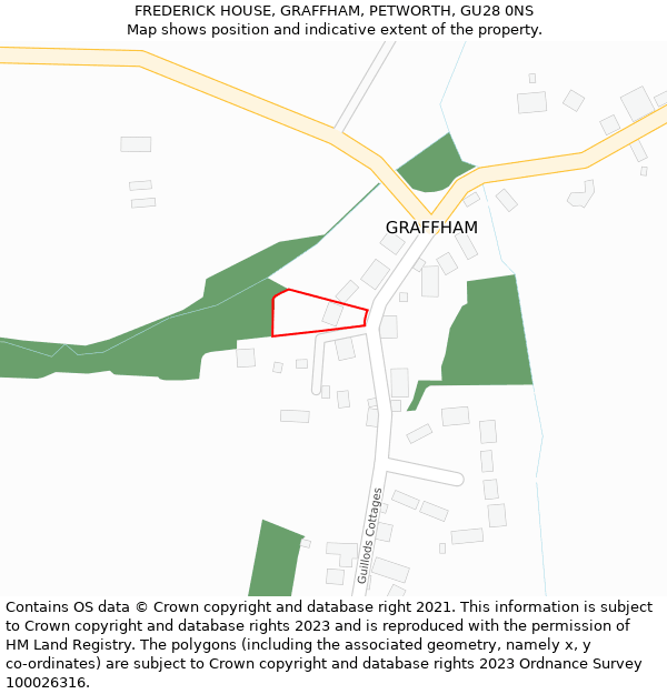 FREDERICK HOUSE, GRAFFHAM, PETWORTH, GU28 0NS: Location map and indicative extent of plot
