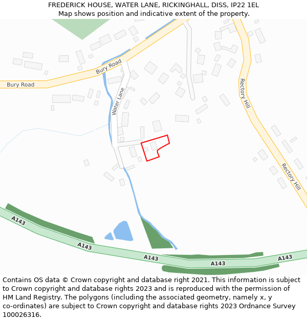 FREDERICK HOUSE, WATER LANE, RICKINGHALL, DISS, IP22 1EL: Location map and indicative extent of plot