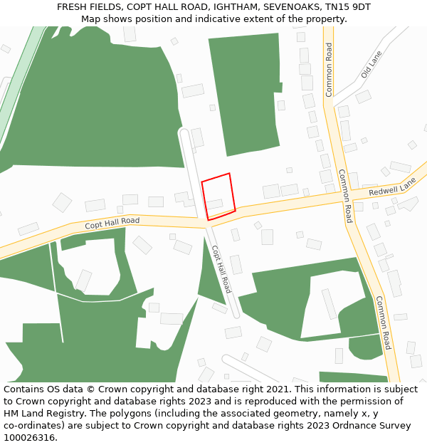 FRESH FIELDS, COPT HALL ROAD, IGHTHAM, SEVENOAKS, TN15 9DT: Location map and indicative extent of plot